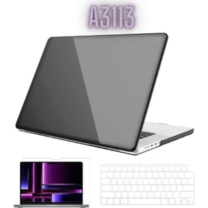 Macbook Air 2024 13.6 Inç M3 Çip A3113 Tam Uyumlu Alt Üst Kılıf Klavye Kılıfı Ekran Koruyucu Film
