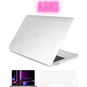 TEKNETSTORE Macbook Air 2024 13.6 Inç M3 Çip A3113 Tam Uyumlu Alt Üst Kılıf Klavye Kılıfı Ekran Koruyucu Film