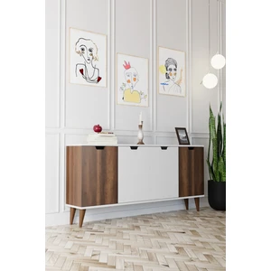 Elegant 4 Kapaklı Dekoratif Konsol Ceviz Beyaz