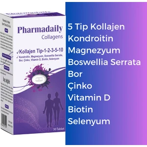 Collagens 30 Tablet 5 Tip Kolajen, Kondroitin, Boswellia Serrata, Çinko, Vitamin D, Biotin, Selenyum