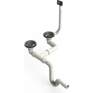 351-310 Çöpmak Çiftli Küvet Taşmalı Evye Sifonu Flex Gövde Ø 40-50 mm