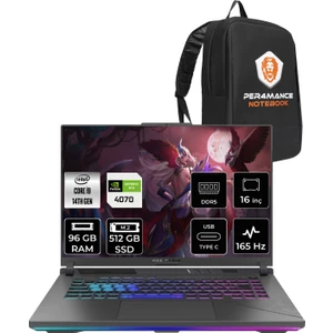 Rog Strix G16 Intel Core I9 14900HX 96GB 512GB SSD RTX4070/8GB 165Hz 16" Fhd+ Fdos Taşınabilir Bilgisayar N3088 & Per4 Çanta N3038P337