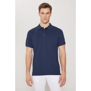 ALTINYILDIZ CLASSICS Erkek Lacivert %100 Pamuk Kıvrılmaz Polo Yaka Slim Fit Dar Kesim Tişört