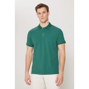 ALTINYILDIZ CLASSICS Erkek Koyu Yeşil %100 Pamuk Kıvrılmaz Polo Yaka Slim Fit Dar Kesim Tişört