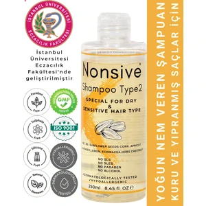 Shampoo Type2 Kuru Saçlar için Onarıcı-Bakım Şampuanı /Tuzsuz-Sülfatsız Şampuan (aromaterapik uçucu yağ içeriği)