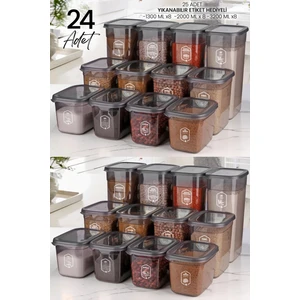 Kitchen Life 24'lü Uzun Dikdörtgen Saklama Kabı Seti -8x(3.2 Litre- 2 Litre - 1.3 Litre) Düzenleyici Kavanoz