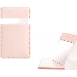 Gmn-16 Yeni Nesil Özel Kılıflı Mini Metal Ayna - Makyaj Aynası Pembe ( Metal Kasa ) Dikdörtgen