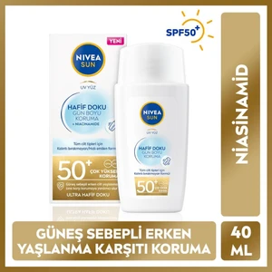 Sun Hafif Dokulu Güneş Koruyucu Yüz Kremi, SPF50, Yüksek Güneş Koruyucu, Erken Yaşlanma Karşıtı 40 ml