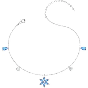 İndigo Takı Aqua Taşlı Lotus Çiçeği Beyaz Gümüş Halhal
