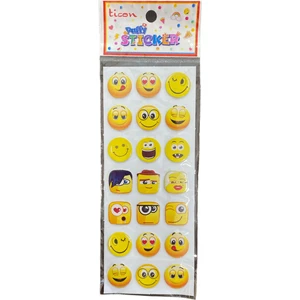 Puffy Stıcker Emojili Gülen Yüz 20 'li Paket