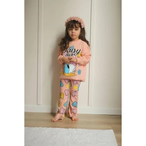 Miniko Kids Kız Çocuk 2 Iplik Minnie ve Duffy Duck Desenli Ispanyol Paça Takım