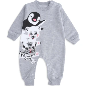 Erkek Bebek Sevimli Hayvan Baskılı Çıtçıtlı Uyku Tulumu