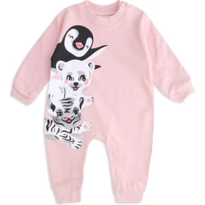 Erkek Bebek Sevimli Hayvan Baskılı Çıtçıtlı Uyku Tulumu