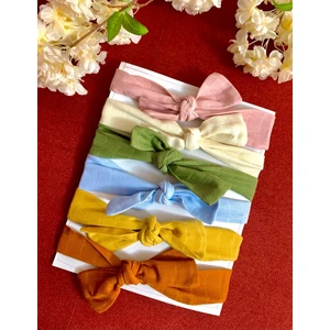 Mini Kiti Kız Çocuk Bebek 6 Adet Rengarenk %100 Pamuk Müslin Bandana Toka