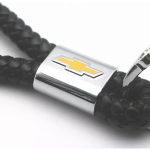 Örgülü Deri Anahtarlık - Siyah Deri Örgü Anahtarlık Chevrolet ile Uyumlu