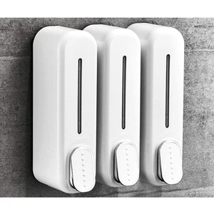 Main Shop 3 Adet Beyaz Renk 350 ml Kapasiteli Manuel Sıvı Sabunluk Basmalı Model Duvara Monte Şık Tasarım