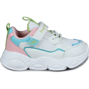 28122 Cırtlı Beyaz - Pembe Kız Çocuk Sneaker Günlük Spor Ayakkabı