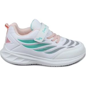 28105 Cırtlı Beyaz - Somon Pembe Kız Çocuk Sneaker Günlük Spor Ayakkabı