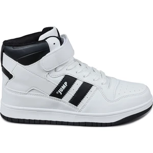 28708 Yüksek Bilekli Beyaz - Siyah Kadın Sneaker Günlük Spor Ayakkabı