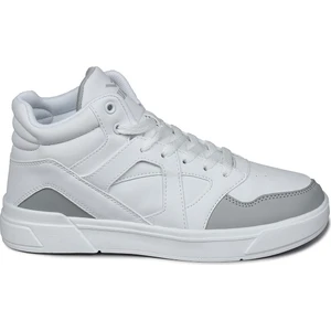 28746 Yüksek Bilekli Beyaz - Gri Kadın Sneaker Günlük Spor Ayakkabı