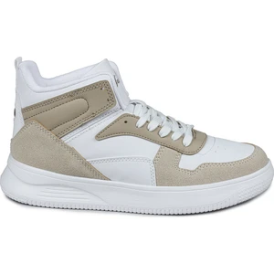 29100 Yüksek Bilekli Bej - Beyaz Kadın Sneaker Günlük Spor Ayakkabı