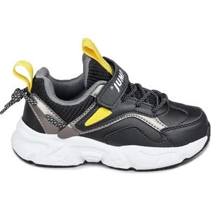 29605 Cırtlı Siyah - Sarı Üniseks Çocuk Sneaker Günlük Spor Ayakkabı