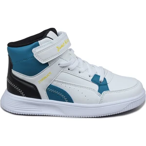 29185 Cırtlı Yüksek Bilekli Beyaz - Mavi Kız Çocuk Sneaker Günlük Spor Ayakkabı