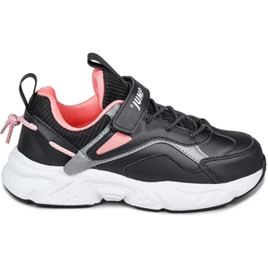 29605 Cırtlı Siyah - Somon Pembe Kız Çocuk Sneaker Günlük Spor Ayakkabı