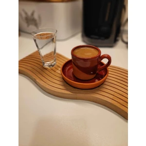 Akçe Home Ahşap Oymalı Dalgalı Uzun Gökkuşağı Dekoratif Tepsi Sunum Tepsisi Sunumluk