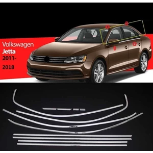 Vw jetta cam çerçevesi kenar çıtası krom tamtur 2011 / 2020 12 parça