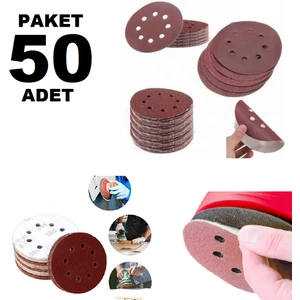 Ahşap Delikli Cırt Zımpara Kağıdı 125 mm 100 Kum Paket 50 Adet