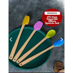 4 Adet Isıya Dayanıklı Silikon Spatula Seti Silikon Mutfak Seti 4'lü Renkli Kaşık Spatula Seti
