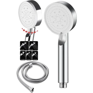 Ayarlanabilir 5 Fonksiyonlu Yüksek Basınçlı Soft Yumuşak Modlu Duş Başlığı , Duş Hortumu 150 cm Set