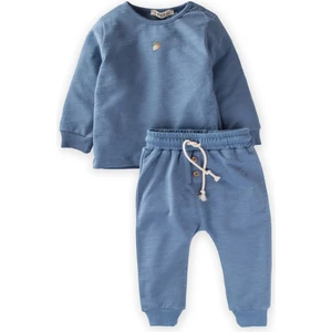 Palamut Nakışlı Sweat Takım Indigo Mavi
