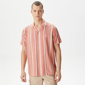 Nautıca Erkek Turuncu Classıc Fıt Kısa Kollu Çizgili Gömlek W45416T.80E
