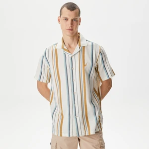 Nautıca Erkek Kırık Beyaz Classıc Fıt Kısa Kollu Çizgili Gömlek W45416T.1MA