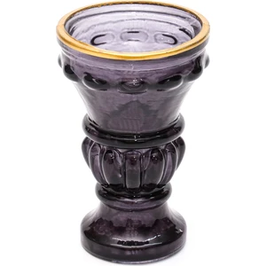 Gold Detaylı Antrasit Kristal Cam Şamdan Mumluk(Tekli)