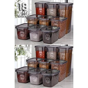 Kitchen Life 18'li Uzun Dikdörtgen Etiketli Rectangle Saklama Kabı Seti 6x(3.2 Lt + 2 Lt- 1.3 Lt) Erzak Kavanozu