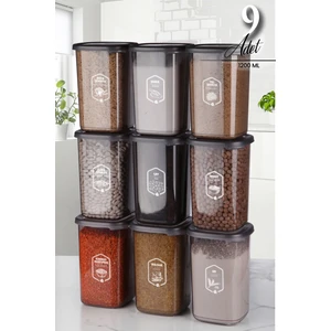 Kitchen Life Avantajlı 9'lu Etiketli Boly Kare Saklama Kabı Seti 1200ML Çoklu Set Yapılabilen Erzak Kavanoz
