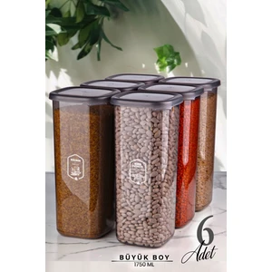 Kitchen Life Avantajlı 6'lı Etiketli Boly Kare Saklama Kabı Seti 1750ML Çoklu Set Yapılabilen Erzak Kavanoz