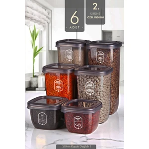 Kitchen Life Avantajlı 6'lı Etiketli Boly Kare Saklama Kabı Seti - Çoklu Set Yapılabilen Set Erzak Kavanoz