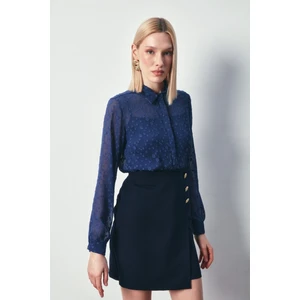 Desenli Klasik Gömlek - Lacivert