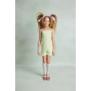 Kız Çocuk Cep Detaylı  Fitilli Tulum