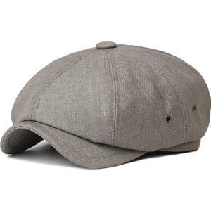 Liangduo Shop Haki Tarzı M Boyutu Yeni Erkek Rahat Gazeteci Şapkası Ilkbahar Yaz Nefes Retro Bere Şapka Vahşi Rahat Şapkalar Unisex Sekizgen Kap Moda Katı Düz (Yurt Dışından)