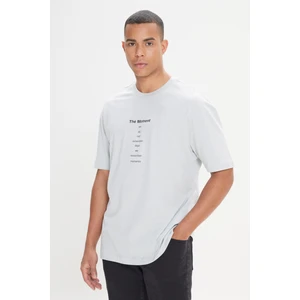 Altınyıldız Classics Erkek BULUT GRI Long Fit Dar Kesim Bisiklet Yaka %100 Pamuk Baskılı Tişört