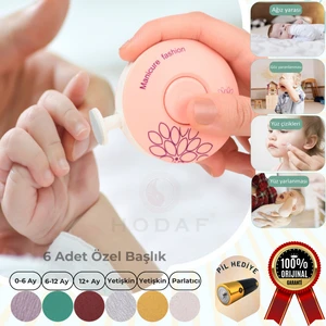 Yenidoğan Bebek Tırnak Törpüsü Pilli 6 Başlıklı Çocuk Tırnak Makası Manikür Set Bebek Bakım Tırnak Makası