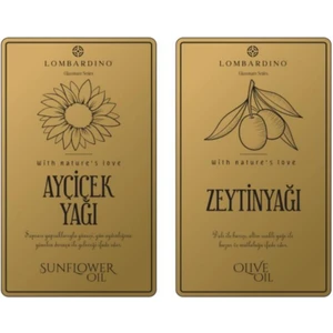 Lombardino 2 Adet Zeytinyağı ve Ayçicek Yağı Etiketi Sticker Seti 11 x 6 6 cm Gold