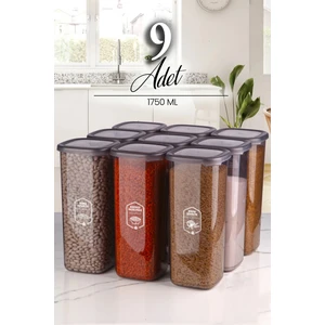 Kitchen Life Avantajlı 9'lu Etiketli Boly Kare Saklama Kabı Seti 1750ML Çoklu Set Yapılabilen Erzak Kavanoz