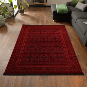 Giza Home Afgan Türkmen Otantik Desenli Dokuma Bordo Oturma Odası Salon Mutfak Halısı 5969A_ZS72