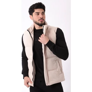 Stil Kombin Geniş Dikişli Süet Yelek Hakim Yaka Bl 1546-1